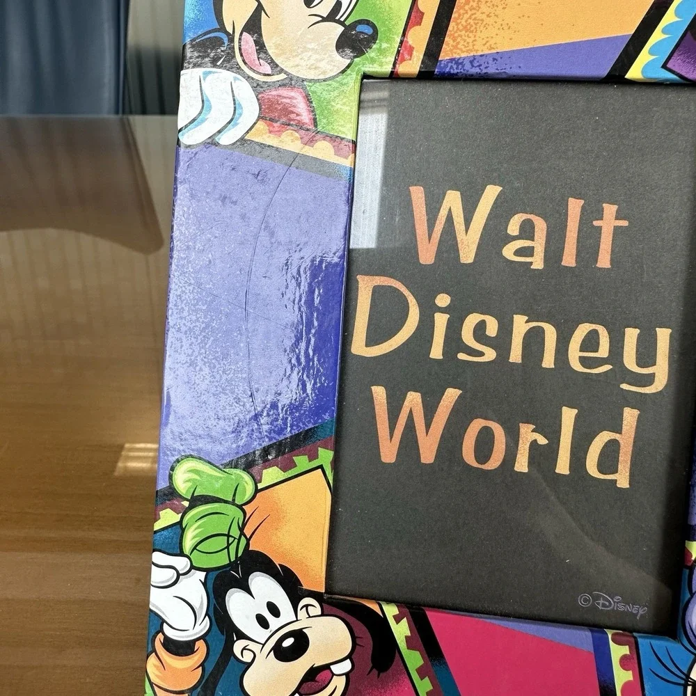 Disney Parks Picture Frame Mickey Minnie Goofy Donald Holds 3 x5 Photo